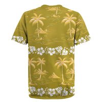 Yellow Hawaii Palm Tree Hibiscus Rugby Jersey Fantasy Summer Vibe LT01 - Polynesian Pride