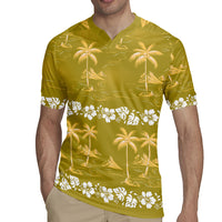 Yellow Hawaii Palm Tree Hibiscus Rugby Jersey Fantasy Summer Vibe LT01 - Polynesian Pride