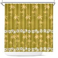 Yellow Hawaii Palm Tree Hibiscus Shower Curtain Fantasy Summer Vibe LT01 Yellow - Polynesian Pride