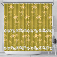 Yellow Hawaii Palm Tree Hibiscus Shower Curtain Fantasy Summer Vibe LT01 - Polynesian Pride