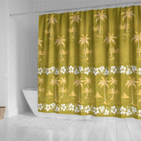 Yellow Hawaii Palm Tree Hibiscus Shower Curtain Fantasy Summer Vibe LT01 - Polynesian Pride