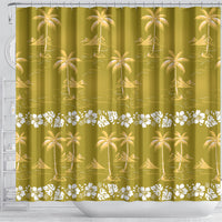 Yellow Hawaii Palm Tree Hibiscus Shower Curtain Fantasy Summer Vibe LT01 - Polynesian Pride