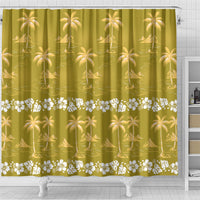 Yellow Hawaii Palm Tree Hibiscus Shower Curtain Fantasy Summer Vibe LT01 - Polynesian Pride