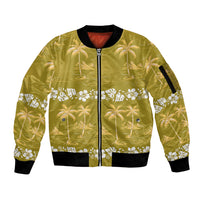 Yellow Hawaii Palm Tree Hibiscus Sleeve Zip Bomber Jacket Fantasy Summer Vibe LT01 Unisex Yellow - Polynesian Pride