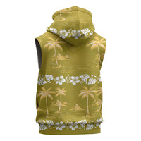 Yellow Hawaii Palm Tree Hibiscus Sleeveless Hoodie Fantasy Summer Vibe LT01 - Polynesian Pride