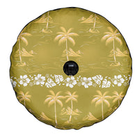 Yellow Hawaii Palm Tree Hibiscus Spare Tire Cover Fantasy Summer Vibe LT01 - Polynesian Pride
