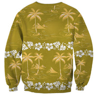Yellow Hawaii Palm Tree Hibiscus Sweatshirt Fantasy Summer Vibe LT01 - Polynesian Pride
