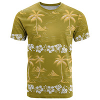 Yellow Hawaii Palm Tree Hibiscus T Shirt Fantasy Summer Vibe LT01 Yellow - Polynesian Pride