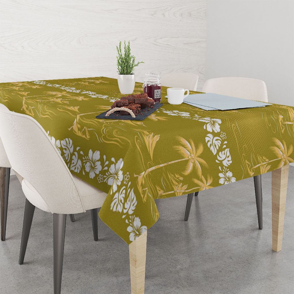Yellow Hawaii Palm Tree Hibiscus Tablecloth Fantasy Summer Vibe LT01 - Polynesian Pride