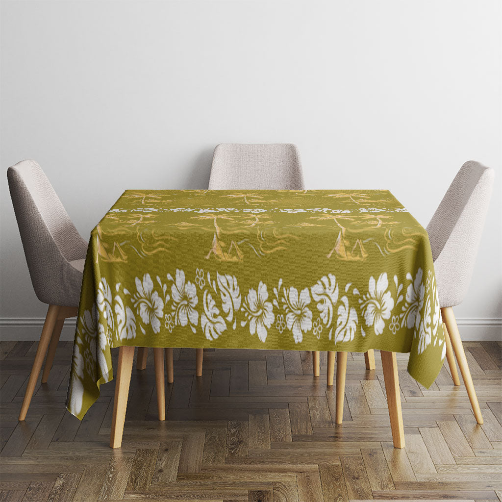 Yellow Hawaii Palm Tree Hibiscus Tablecloth Fantasy Summer Vibe LT01 - Polynesian Pride