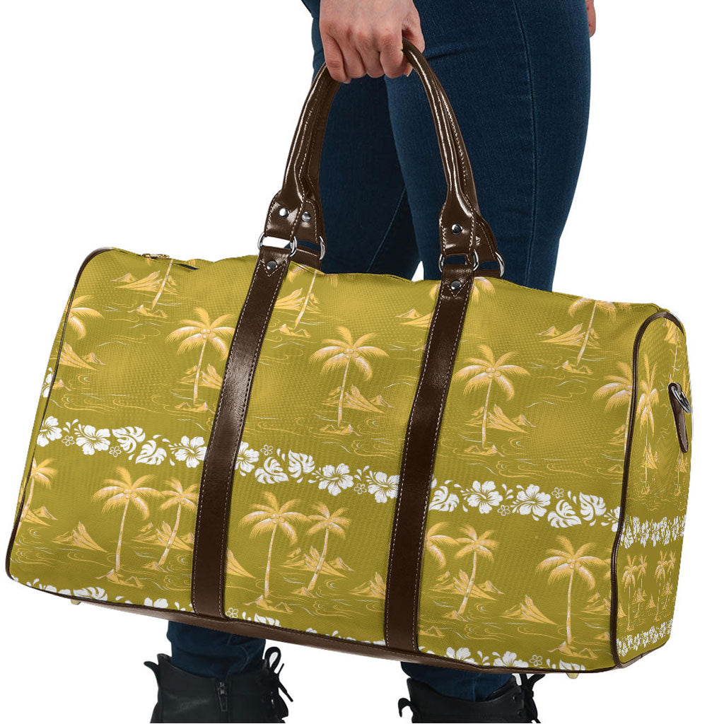 Yellow Hawaii Palm Tree Hibiscus Travel Bag Fantasy Summer Vibe LT01 - Polynesian Pride