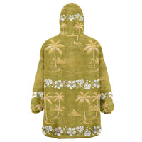 Yellow Hawaii Palm Tree Hibiscus Wearable Blanket Hoodie Fantasy Summer Vibe LT01 - Polynesian Pride