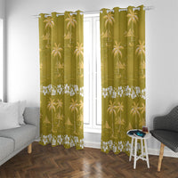 Yellow Hawaii Palm Tree Hibiscus Window Curtain Fantasy Summer Vibe LT01 With Grommets Yellow - Polynesian Pride