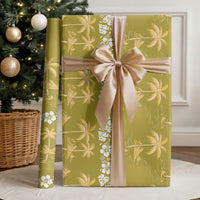 Yellow Hawaii Palm Tree Hibiscus Wrapping Paper Fantasy Summer Vibe LT01 - Polynesian Pride