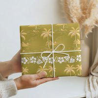 Yellow Hawaii Palm Tree Hibiscus Wrapping Paper Fantasy Summer Vibe LT01 - Polynesian Pride