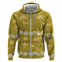 Yellow Hawaii Palm Tree Hibiscus Zip Hoodie Fantasy Summer Vibe LT01 Zip Hoodie Yellow - Polynesian Pride
