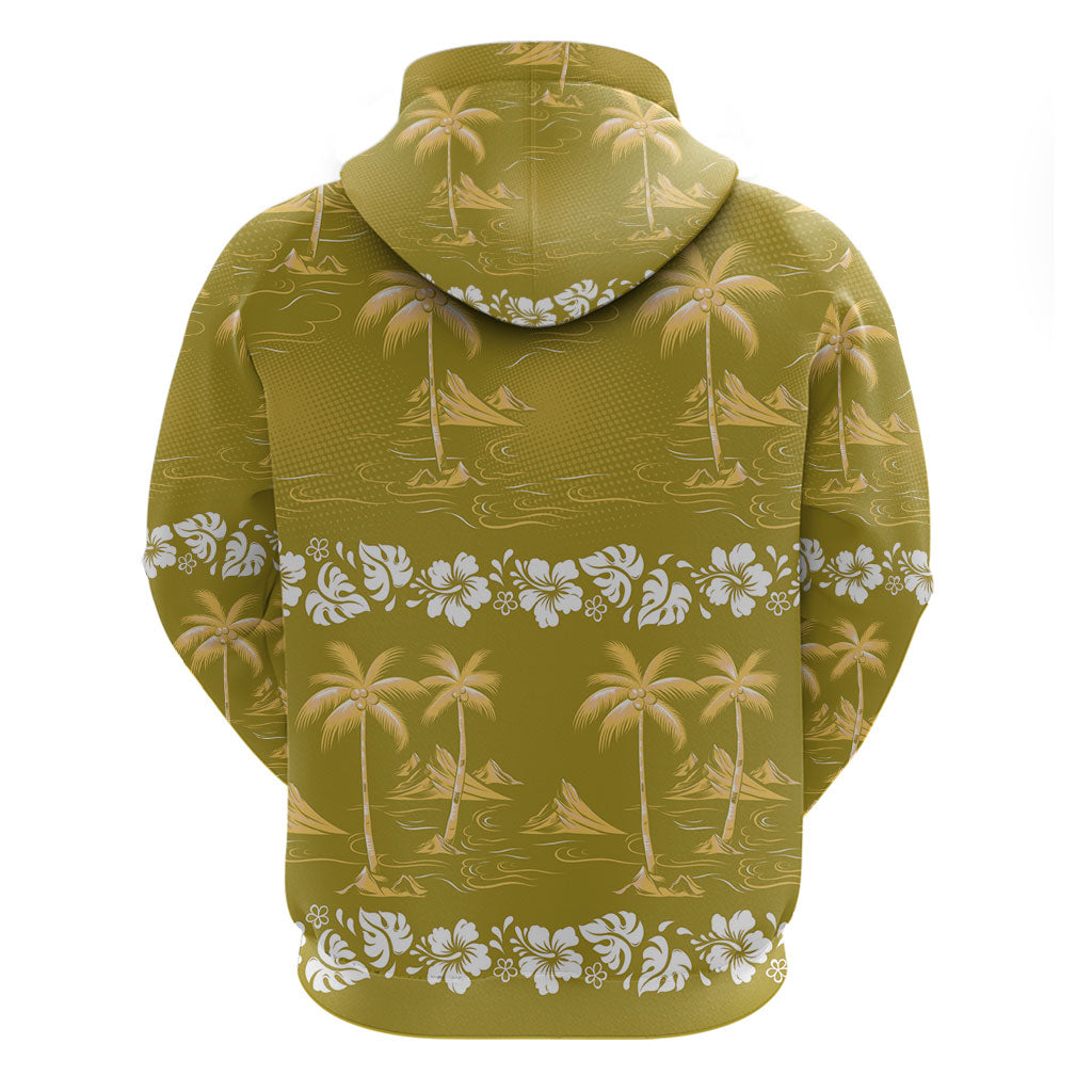 Yellow Hawaii Palm Tree Hibiscus Zip Hoodie Fantasy Summer Vibe LT01 - Polynesian Pride
