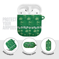 Green Hawaii Palm Tree Hibiscus AirPods Case Fantasy Summer Vibe