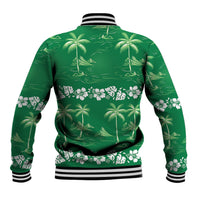 Green Hawaii Palm Tree Hibiscus Baseball Jacket Fantasy Summer Vibe LT01 - Polynesian Pride
