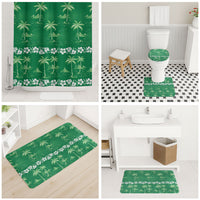 Green Hawaii Palm Tree Hibiscus Bathroom Set Fantasy Summer Vibe