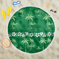 Green Hawaii Palm Tree Hibiscus Beach Blanket Fantasy Summer Vibe LT01 One Size 150cm Green - Polynesian Pride