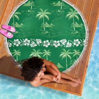 Green Hawaii Palm Tree Hibiscus Beach Blanket Fantasy Summer Vibe LT01 - Polynesian Pride