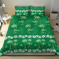Green Hawaii Palm Tree Hibiscus Bedding Set Fantasy Summer Vibe LT01 - Polynesian Pride
