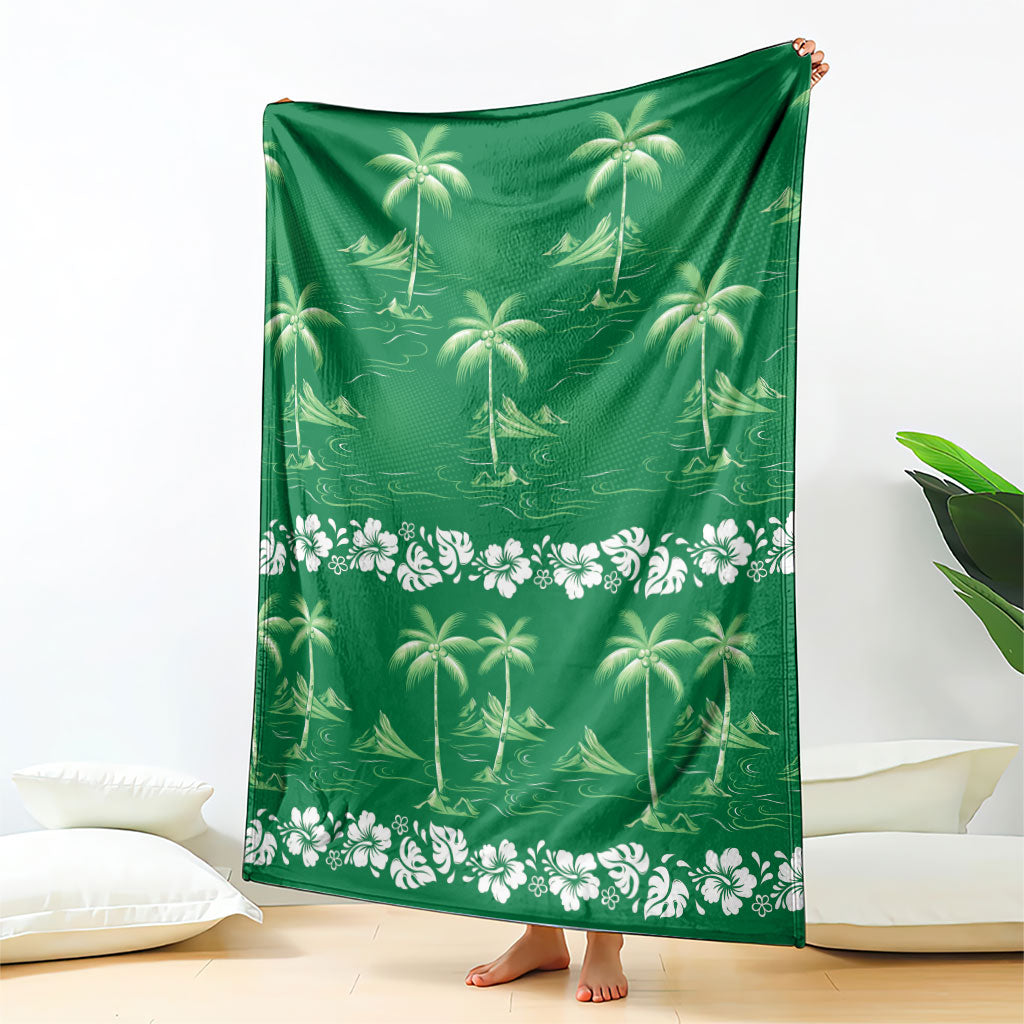 Green Hawaii Palm Tree Hibiscus Blanket Fantasy Summer Vibe LT01 - Polynesian Pride
