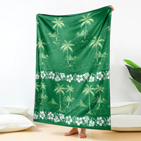 Green Hawaii Palm Tree Hibiscus Blanket Fantasy Summer Vibe LT01 - Polynesian Pride