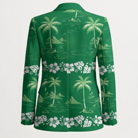Green Hawaii Palm Tree Hibiscus Blazer Fantasy Summer Vibe LT01 - Polynesian Pride