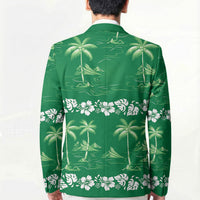 Green Hawaii Palm Tree Hibiscus Blazer Fantasy Summer Vibe LT01 - Polynesian Pride