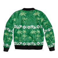 Green Hawaii Palm Tree Hibiscus Bomber Jacket Fantasy Summer Vibe LT01 - Polynesian Pride
