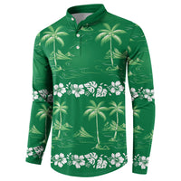 Green Hawaii Palm Tree Hibiscus Button Sweatshirt Fantasy Summer Vibe LT01 - Polynesian Pride