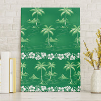 Green Hawaii Palm Tree Hibiscus Canvas Wall Art Fantasy Summer Vibe LT01 Without Frame Green - Polynesian Pride