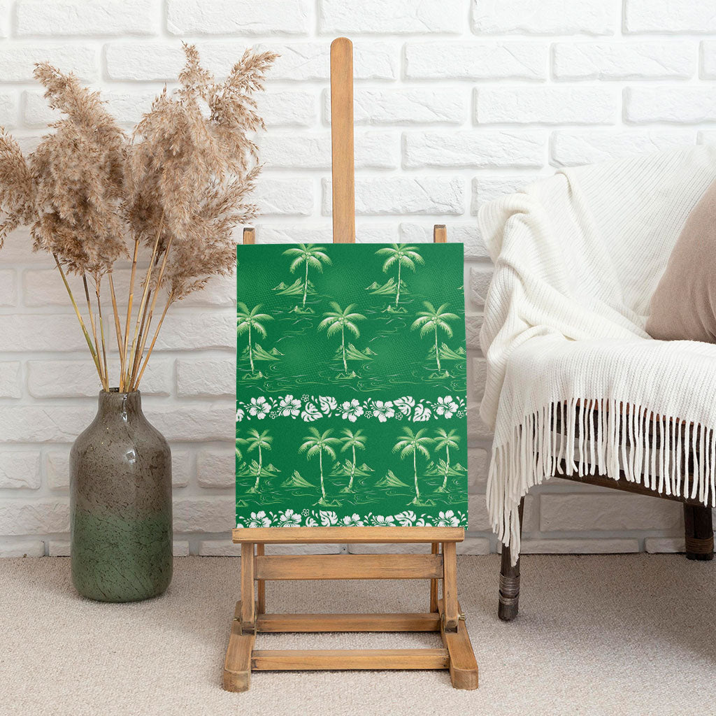 Green Hawaii Palm Tree Hibiscus Canvas Wall Art Fantasy Summer Vibe LT01 - Polynesian Pride