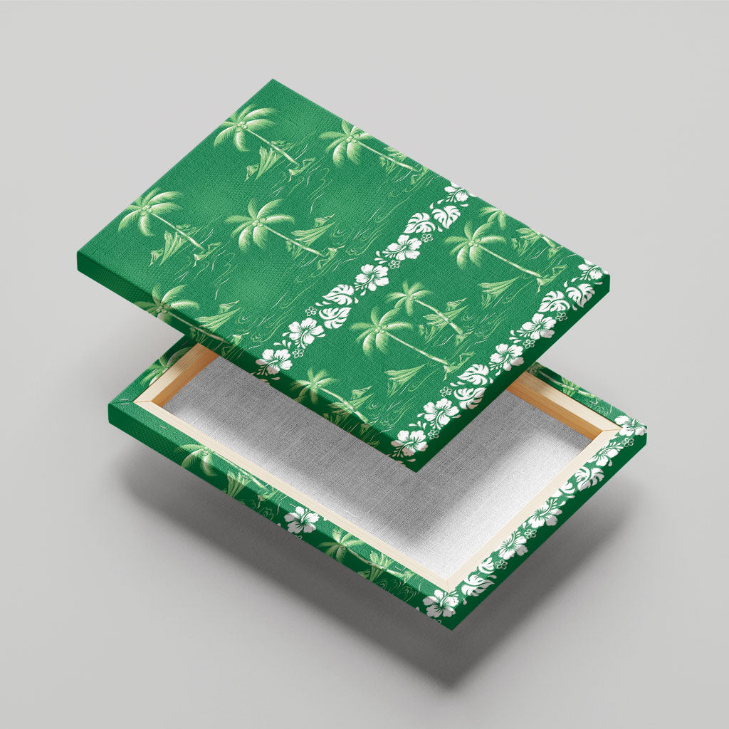 Green Hawaii Palm Tree Hibiscus Canvas Wall Art Fantasy Summer Vibe LT01 - Polynesian Pride