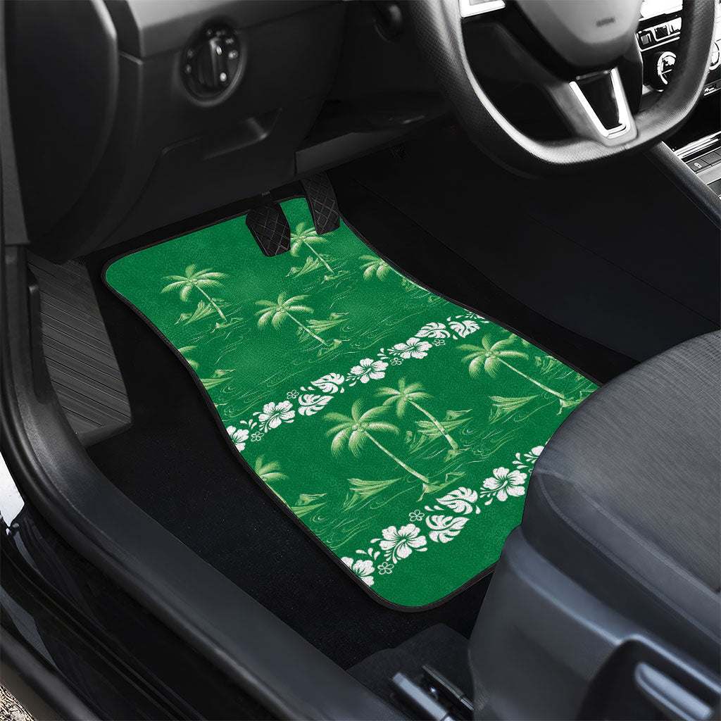 Green Hawaii Palm Tree Hibiscus Car Mats Fantasy Summer Vibe