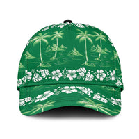 Green Hawaii Palm Tree Hibiscus Classic Cap Fantasy Summer Vibe LT01 Universal Fit Green - Polynesian Pride