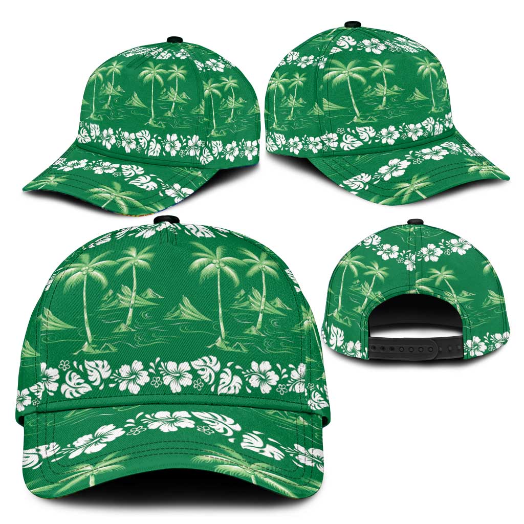 Green Hawaii Palm Tree Hibiscus Classic Cap Fantasy Summer Vibe LT01 - Polynesian Pride