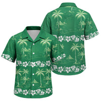 Green Hawaii Palm Tree Hibiscus Family Matching Mermaid Dress and Hawaiian Shirt Fantasy Summer Vibe LT01 Son's Shirt Green - Polynesian Pride
