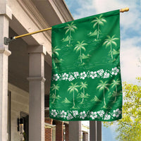 Green Hawaii Palm Tree Hibiscus Garden Flag Fantasy Summer Vibe LT01 House Flag Green - Polynesian Pride
