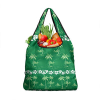 Green Hawaii Palm Tree Hibiscus Grocery Bag Fantasy Summer Vibe