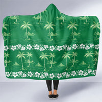 Green Hawaii Palm Tree Hibiscus Hooded Blanket Fantasy Summer Vibe LT01 One Size Green - Polynesian Pride