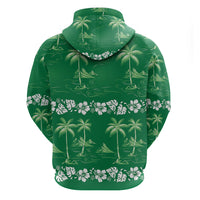 Green Hawaii Palm Tree Hibiscus Hoodie Fantasy Summer Vibe LT01 - Polynesian Pride