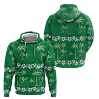 Green Hawaii Palm Tree Hibiscus Hoodie Fantasy Summer Vibe LT01 - Polynesian Pride