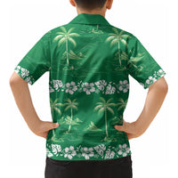 Green Hawaii Palm Tree Hibiscus Kid Hawaiian Shirt Fantasy Summer Vibe LT01 - Polynesian Pride