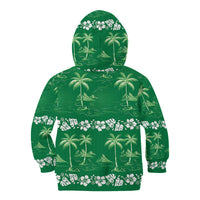 Green Hawaii Palm Tree Hibiscus Kid Hoodie Fantasy Summer Vibe LT01 - Polynesian Pride