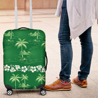 Green Hawaii Palm Tree Hibiscus Luggage Cover Fantasy Summer Vibe LT01 Green - Polynesian Pride