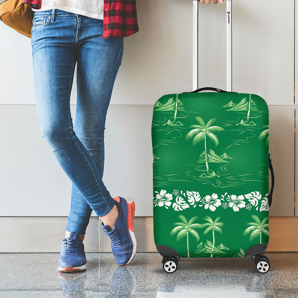 Green Hawaii Palm Tree Hibiscus Luggage Cover Fantasy Summer Vibe LT01 - Polynesian Pride