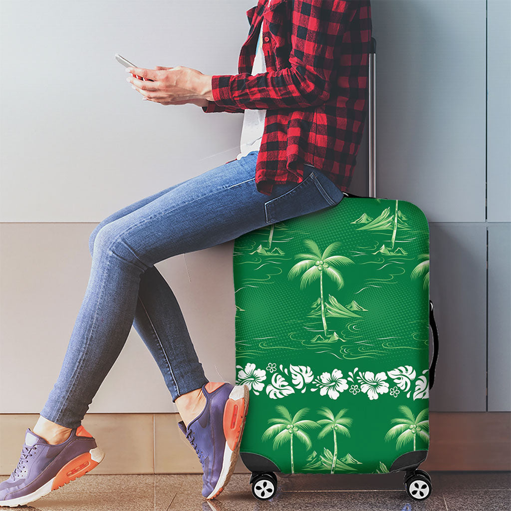 Green Hawaii Palm Tree Hibiscus Luggage Cover Fantasy Summer Vibe LT01 - Polynesian Pride
